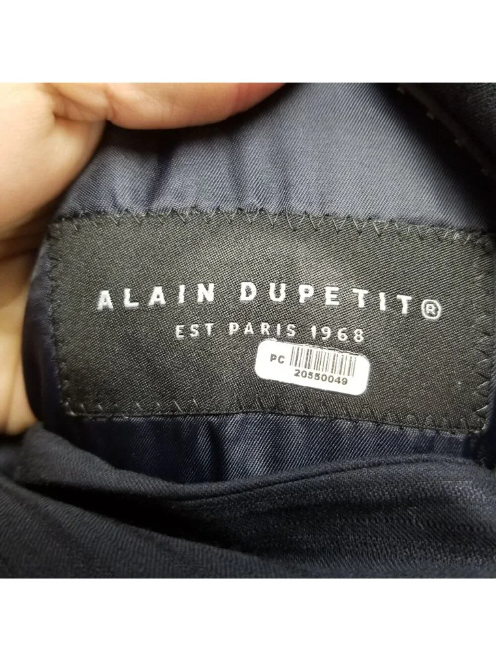 Alain Deputit Jacket Mens 40S Navy Blue Pinstripe Long Sleeve 2 Button Blazer
